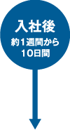 入社後約1週間から10日間 入社後約1週間から10日間